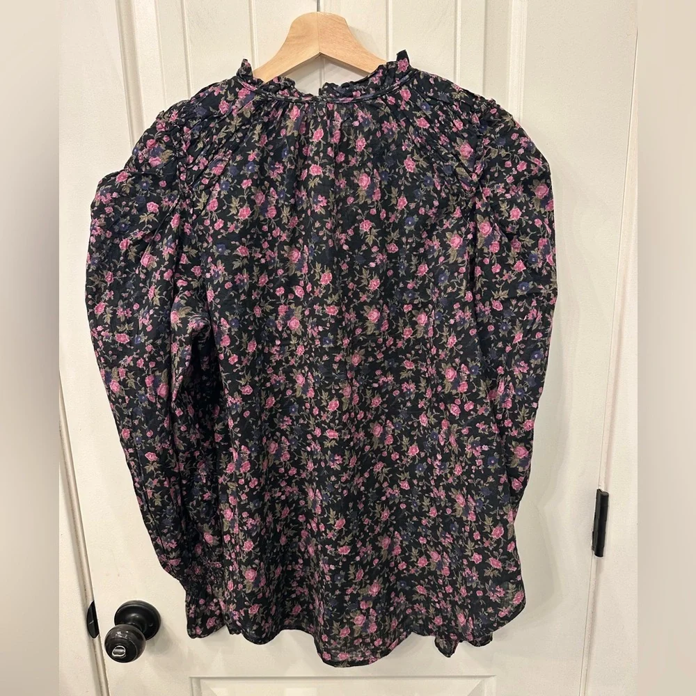 Free People Meant to Be Blouse Black Pink Floral Print Size Medium - Picture 11 of 11